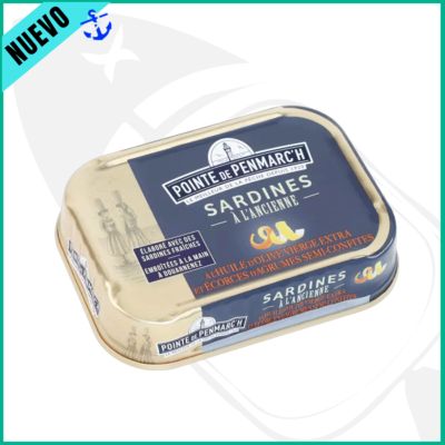 Conserva de sardinas francesas en aceite de oliva con ralladura de cítricos confitada