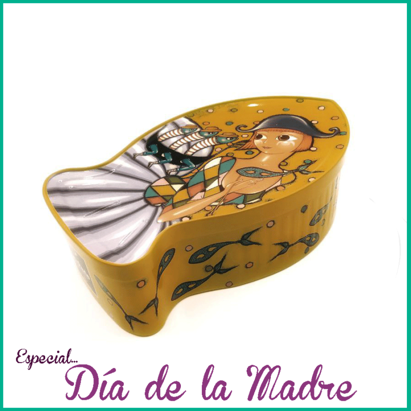 caja metálica para coleccionar en forma de pez
