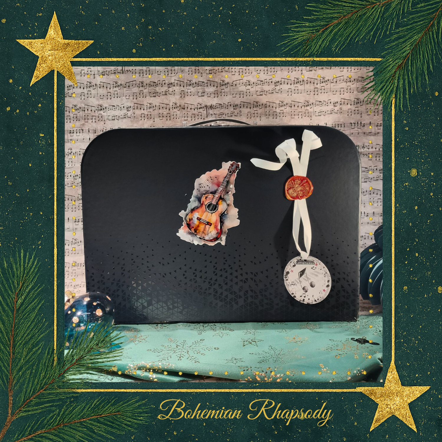 CAja regalo Bohemia guitarra Presentación cesta regalo gourmet