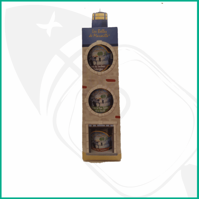 Degustcion pates de pescado Marsella Degustación de tres patés de pescado en forma de faro ideal para regalo en