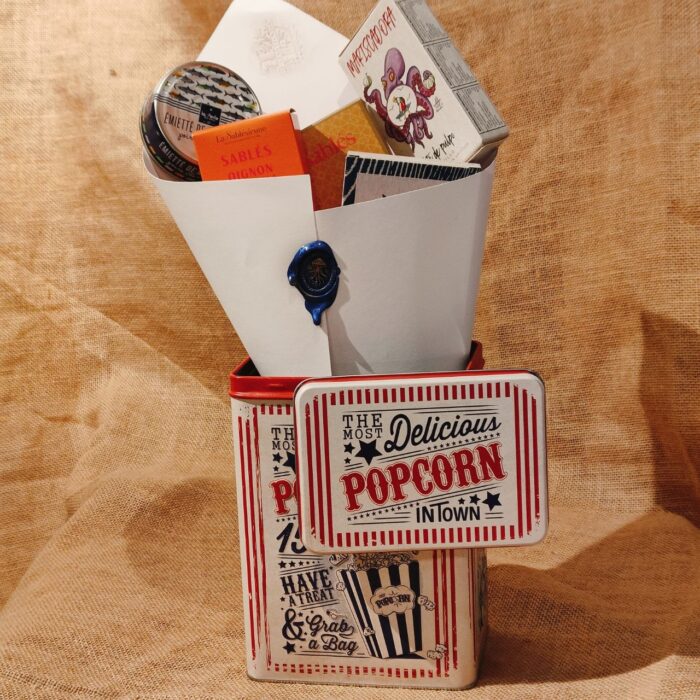 caja de ragalo gourmet formato palomitas caja de regalo palomitas presentación
