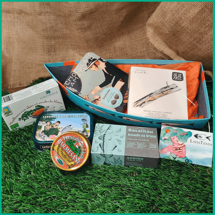 cesta gourmet regalo pequeña abierta Cesta gourmet regalo "El buen detalle"