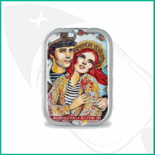 Conserva de sardinas en aceite de oliva para dejar que maduren durante unos años . Preciosa lata ilustrada por Delphine Cossais